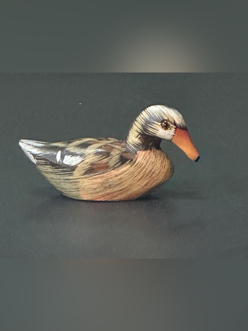 Miniature Hand-Carved Hand-Painted Wooden Duck Figurine Decorative Folk Art